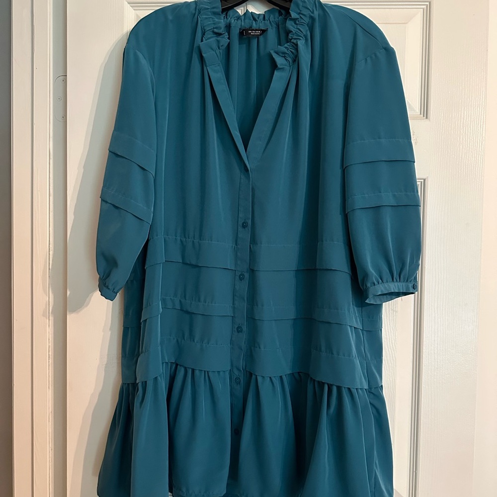 Teal Button-Up Dress